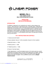 Linear Power PA-1 Operation & Installation Manual