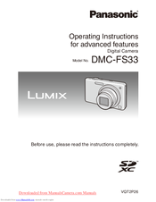 Panasonic Lumix DMC-FS33 Operating Instructions Manual