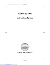 KitchenAid KCGT 6010/I Instruction Manual
