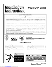 International comfort products NGCK Series Installation Instructions Manual
