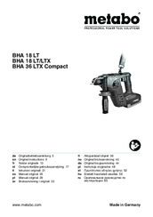 Metabo BHA 36 LTX Compact Original Instructions Manual