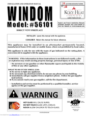 kozy heat windom 56101 Installation And Operation Manual