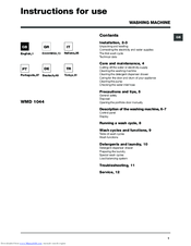 Hotpoint WMD 1044 Instructions For Use Manual
