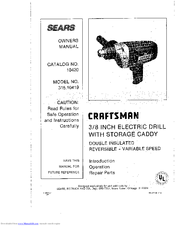 Craftsman 315.10419 Owner's Manual