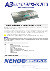 Nehoc TCA3-SP User Manual – Operating Manual