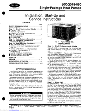 Carrier 50QQ018 Installation, Start-Up And Service Instructions Manual