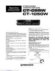Pioneer CT-055W Operating Instructions Manual
