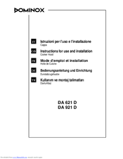 Dominox DA 921 D Instructions For Use And Installation