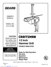 Sears craftsman 315.101390 Manual Reference