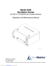 DataMetrics 2200 Operation And Maintenance Manual