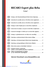 RECARO Expert plus Reha Instructions For Assembly And Use