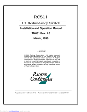 Radyne RCS11 Installation And Operation Manual