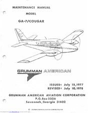 Grumman American GA-7 COUGAR Maintenance Manual