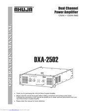 Ahuja DXA-2502 Operation Manual