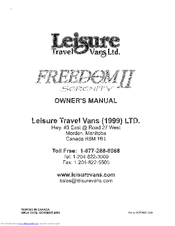Leisure Travel Vans Freedom II Serenity Owner's Manual