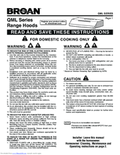 Broan QML Series Instruction Manual