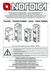 Nordica FULVIA Instructions For Installation, Use And Maintenance Manual