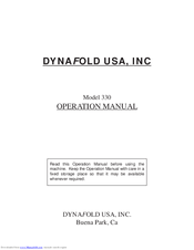 Dynafold Paper Folder PF-330 Operation Manual