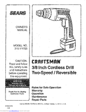 Craftsman 315.111720 Owner's Manual
