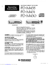 pioneer PD-M435 Operating Instructions Manual