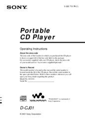 Sony WALKMAN D-CJ01 Operating Instructions Manual
