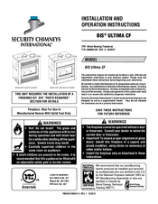 Security Chimneys International BIS ULTIMA CF Installation And Operation Instructions Manual