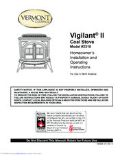Vermont Castings Vigilant II 2310 Homeowner's Installation And Operating Instructions Manual