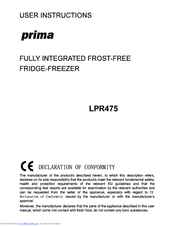 Prima LPR475 User Instructions