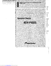 Pioneer KEH-P4025 Operation Manual