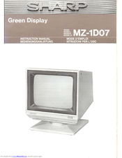 Sharp MZ-1D07 Instruction Manual
