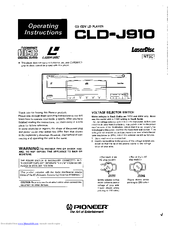 Pioneer CLD-J910 Operating Instructions Manual