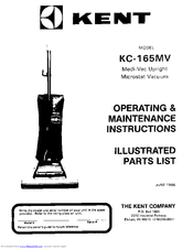 KENT KC-165MV Operating & Maintenance Instructions