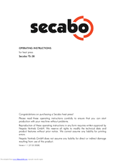 Secabo TS-38 Operating Instructions Manual