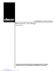 Dacor Renaissance RNRP30G Installation Instructions Manual
