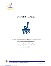 J/Boats J/109 Owner's Manual