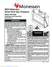 Monessen Hearth WDV Wideview WDV500 Installation And Operating Instructions Manual