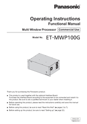 Panasonic ET-MWP100G Operating Instructions Manual