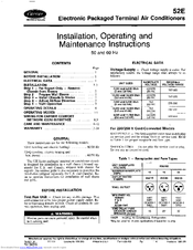 Carrier 52E Installation, Operating And Maintenance Instructions