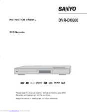 Sanyo DVR-DX600 Instruction Manual