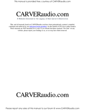 Carver PM-100 Owner's Manual