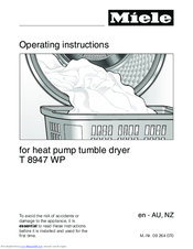 Miele T 8947 WP Operating Instructions Manual