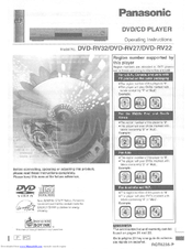 Panasonic DVDRV32 - DIG. VIDEO DISC PLAY Operating Instructions Manual