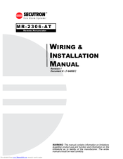 Secutron MR-2306-AT Wiring & Installation Manual