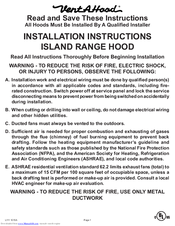 Vent-A-Hood ISLAND RANGE Installation Instructions Manual