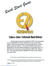 Ezquest COBRA+ SLIM FIREWIRE/USB 2 COMBO Quick Start Manual