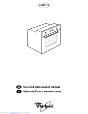 Whirlpool AKZM 778 User And Maintenance Manual