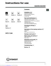 Indesit IWTE 71282 Instructions For Use Manual
