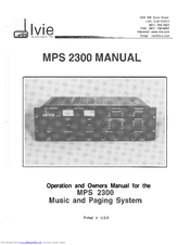 IVIE MPS 2300 User Manual