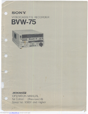 Sony BVW-75 Operation Manual