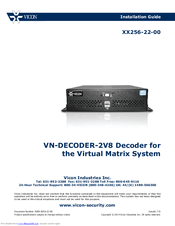 Vicon VN-DECODER-2V8 Installation Manual